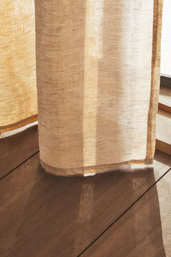 ZARA HOME XL ЛЬНЯНАЯ ЗАНАВЕСКА, СВЕТЛО-БЕЖЕВЫЙ