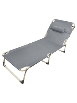 Шезлонг складной с подголовником (670х1930мм, серый) ISMA ISMA-FG-HY-8009GR