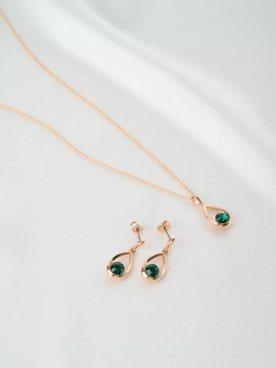 Кулон-капля Белла с зеленым кристаллом Swarovski