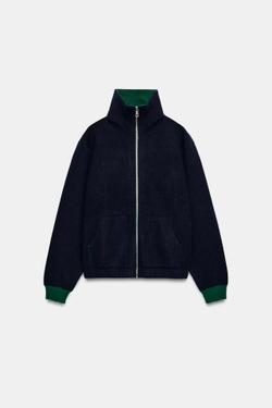 ZARA КАРДИГАН С ЗАСТЕЖКОЙ-МОЛНИЕЙ, МОРСКОЙ СИНИЙ
