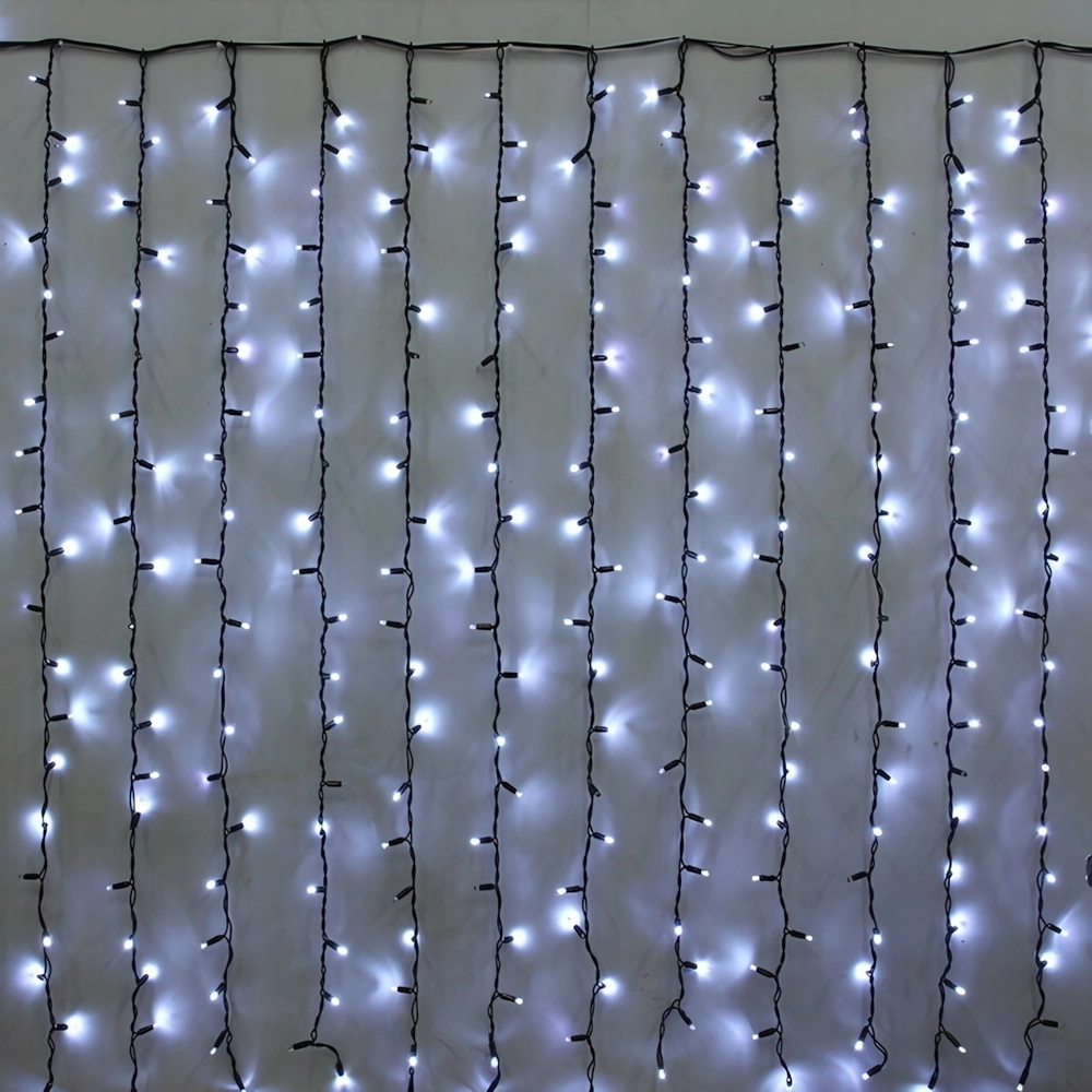 Гирлянда для улицы ЗАНАВЕС «Мерцание» ш2* в1,5 м 320 ламп LED, черный провод, IP-65, Белый (возможность соединения)