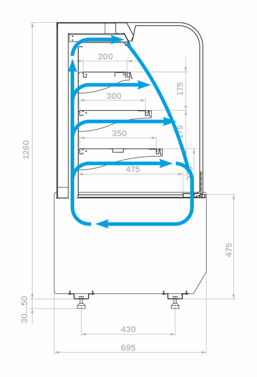 Кондитерская витрина Carboma KR70 VM 1,3-2 STANDARD открытая, горка (RADIUS) (9005-0109)