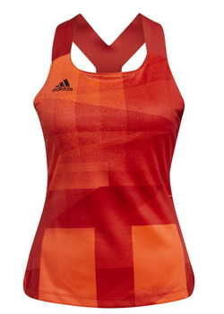 Женский топ теннисный Adidas Y-Tank TK PB HR W - solar red/black