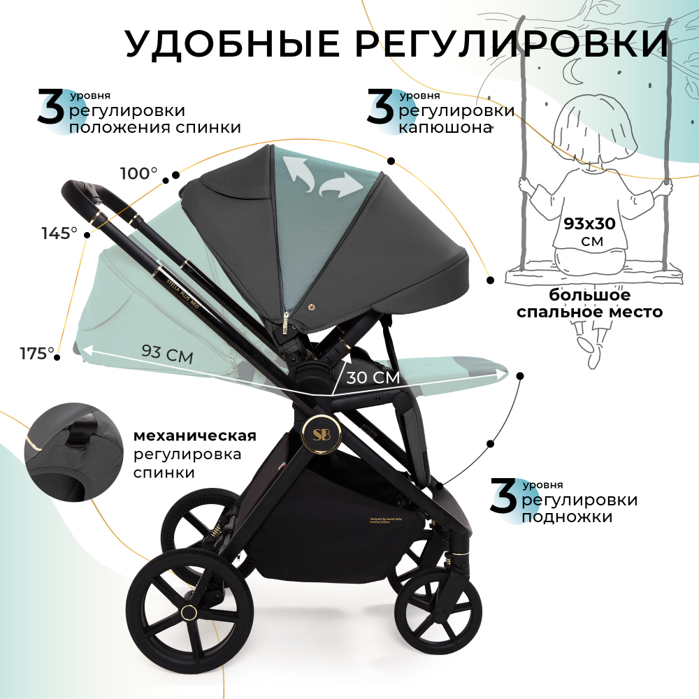 Коляска 2в1 Stella Plus Therma Dark Grey
