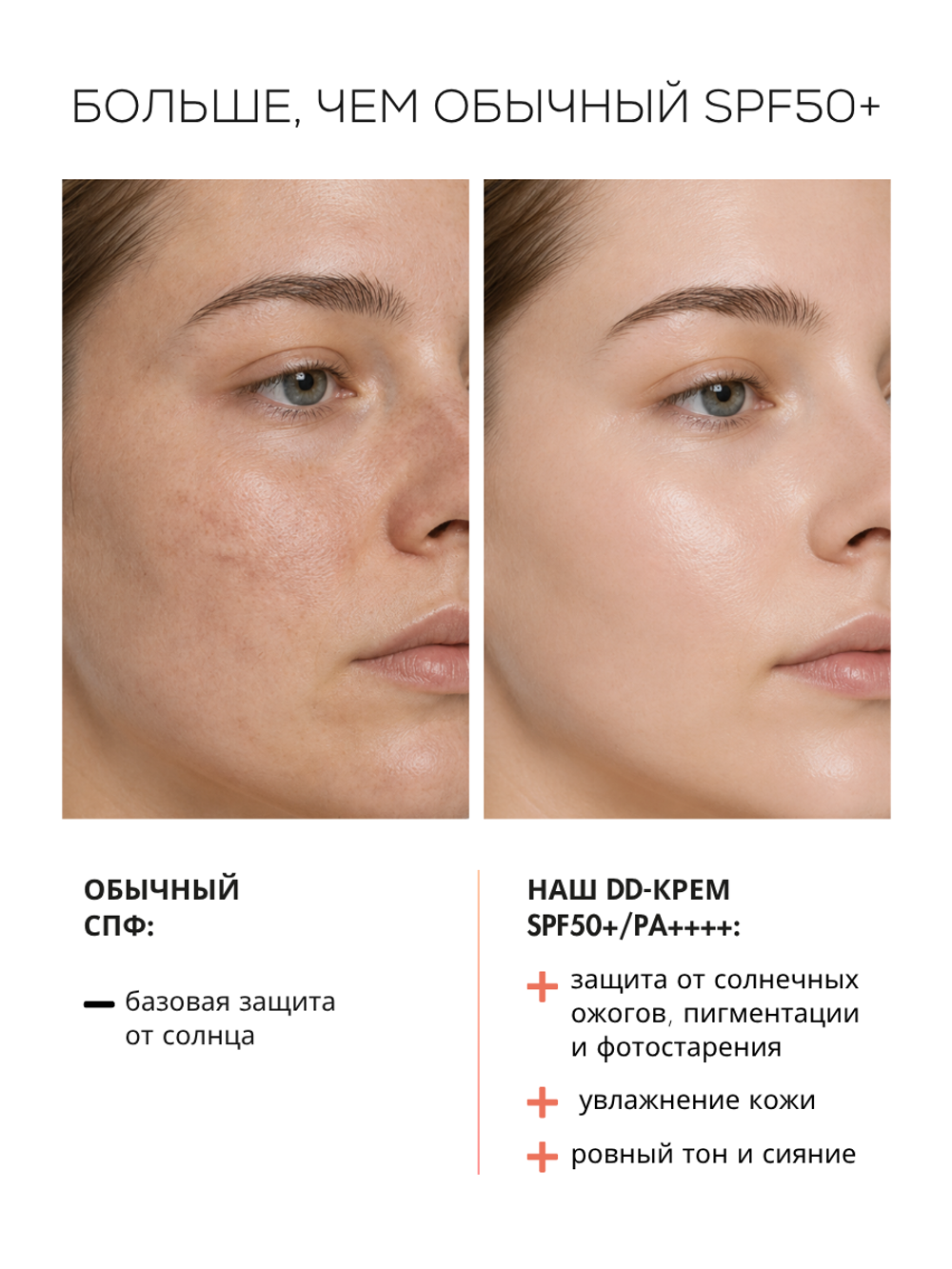 DD-КРЕМ 3в1 - SPF50 ЗАЩИТА, ВЫРАВНИВАНИЕ ТОНА И СИЯНИЕ КОЖИ