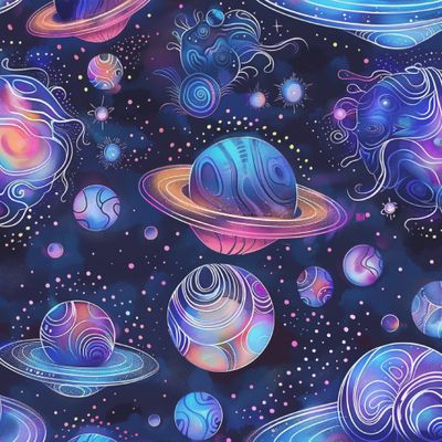 Космос с планетами, звездами