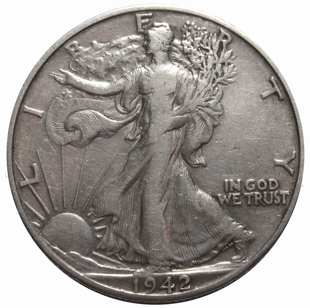 1/2 доллара 1942. (D) США (Шагающая Cвобода). VF