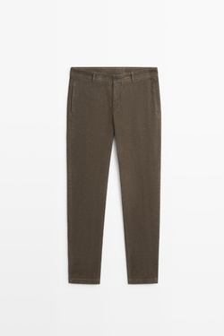 Massimo Dutti Зауженные вельветовые брюки, зеленый