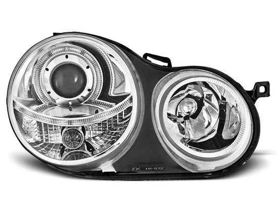Передние фары VW Polo 4 9N angel eyes chrome