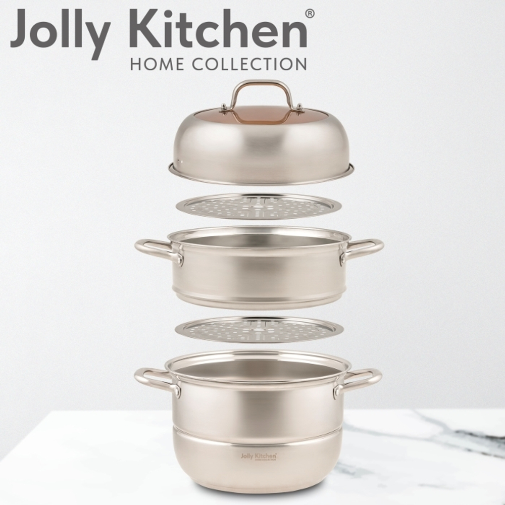 Мантоварка-пароварка Jolly Kitchen три яруса, диаметр 28 см, нержавеющая сталь