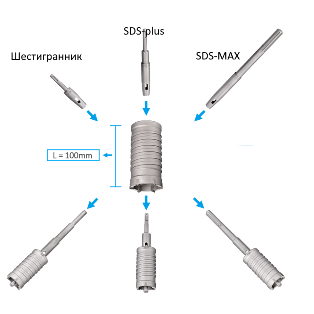 Хвостовик SDS-MAX для коронок HB, L=450mm