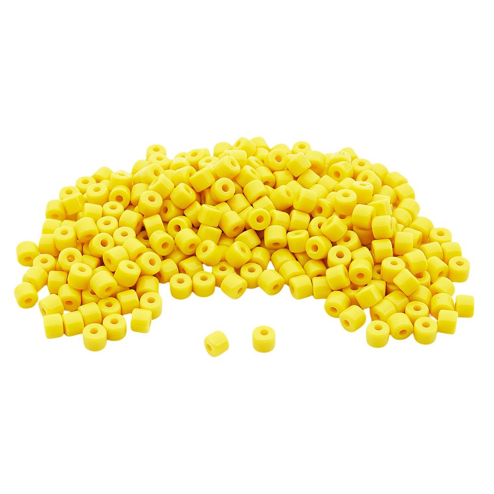 Бусины пластик 5х6 мм, цилиндр, 50гр Astra&amp;Craft, 019 желтый, 2141