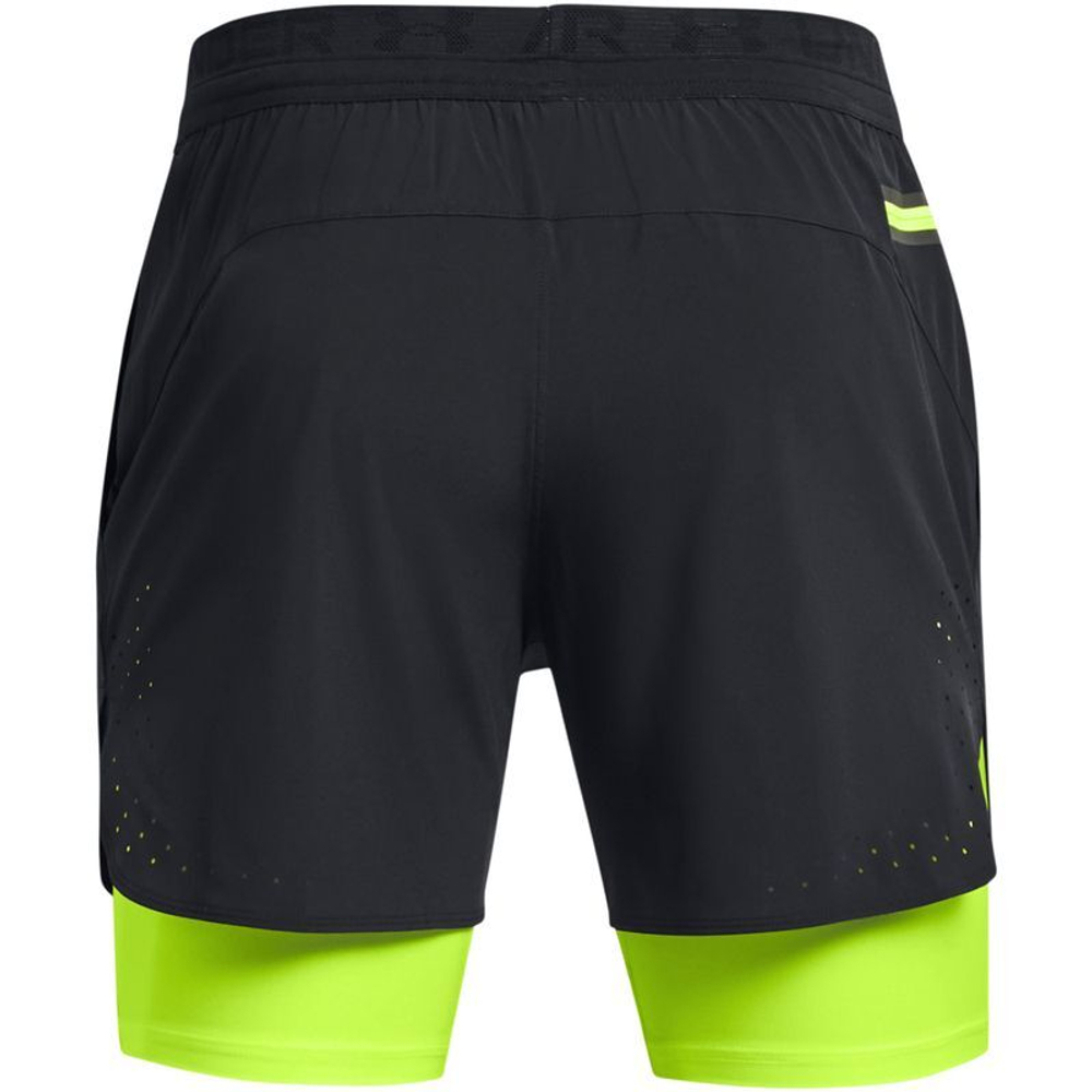Мужские теннисные шорты Under Armour Men's UA Vanish Elite 2in1 Shorts - black/high vis yellow
