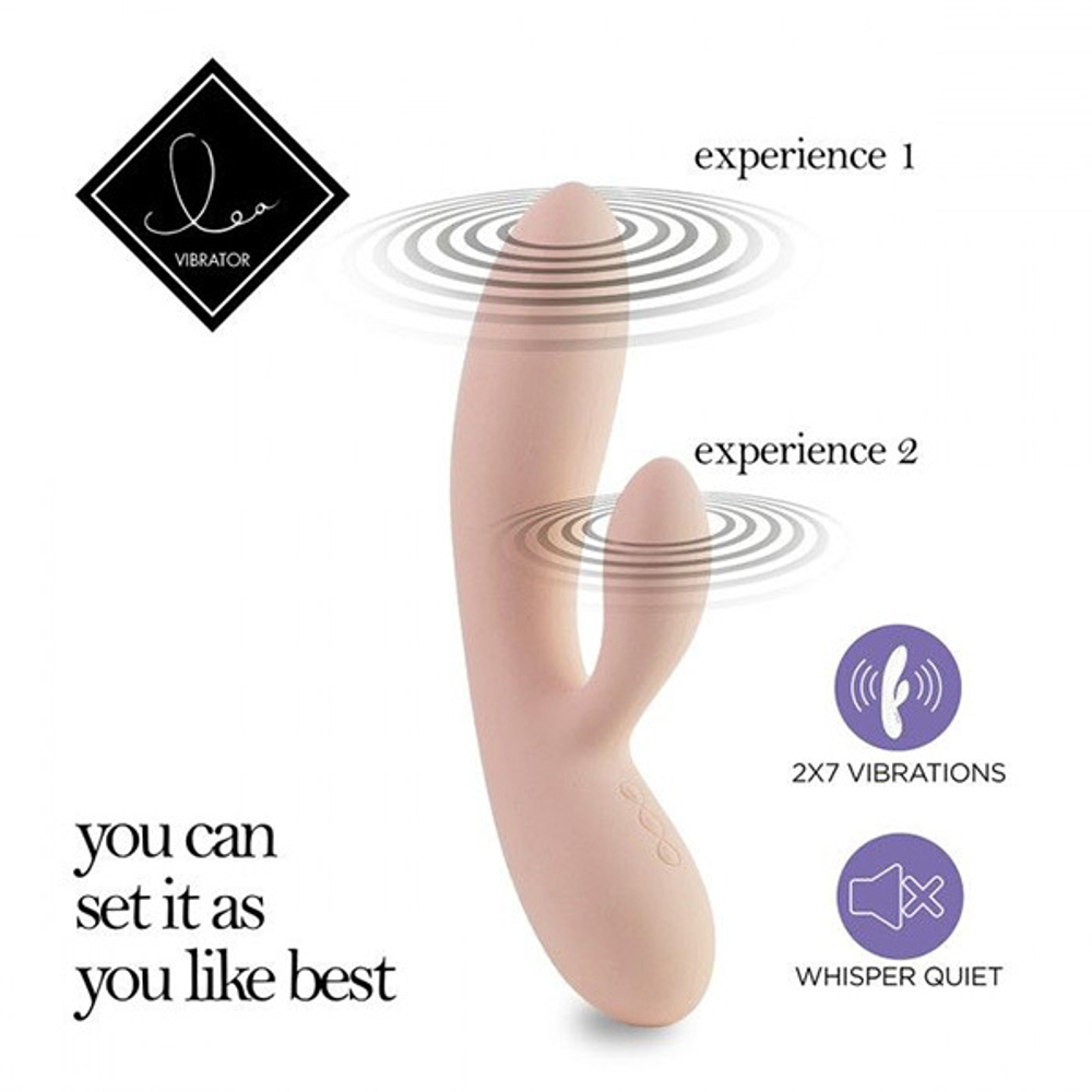 Бежевый вибратор-кролик 20,2см Feelz Toys Lea Rabbit Vibrator