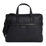 CALVIN KLEIN Polyurethane Portable One Shoulder Crossbody Laptop Bag Men"s Black Pebble