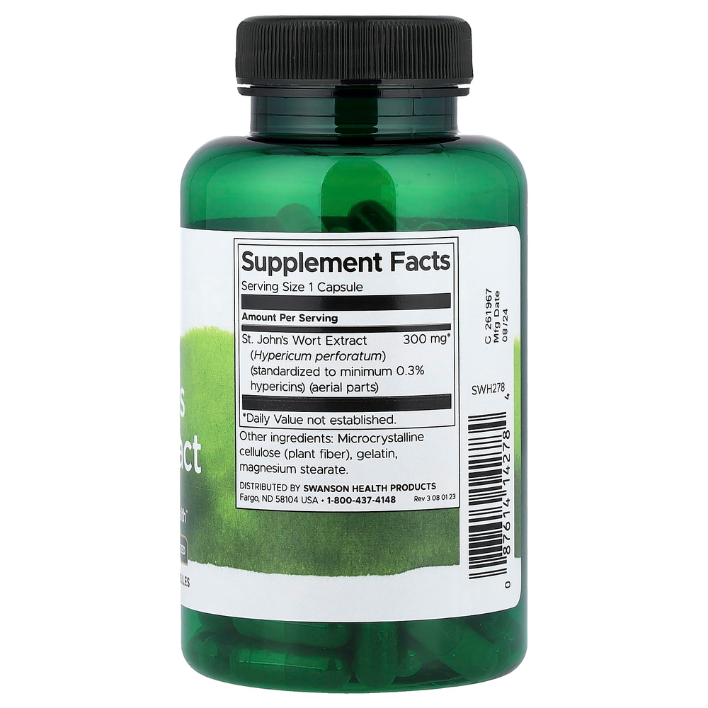 Swanson Vitamins, экстракт зверобоя, стандартизованный, 300 мг, 120 капсул