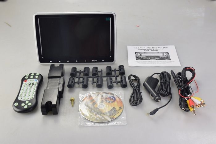 Монитор на подголовник - ERGO ER10VS с LCD монитор 10” (USB/SD/AV/HDMI/DVD) серебристый