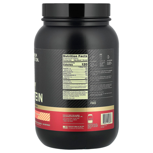 Optimum Nutrition, Gold Standard, 100 % Whey, банан с клубникой, 907 г (2 фунта)