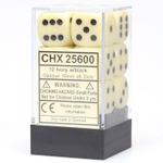Chessex 12-D6 set (16mm) - Ivory/Black Opaque