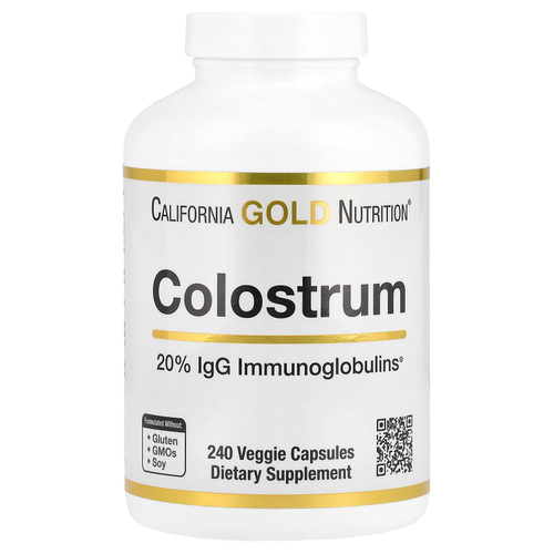 California Gold Nutrition, молозиво с 20% иммуноглобулинов IgG, 240 растительных капсул