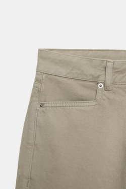 ZARA ДЖИНСОВЫЕ ШОРТЫ СО СРЕДНЕЙ ПОСАДКОЙ — ZW COLLECTION, ХАКИ
