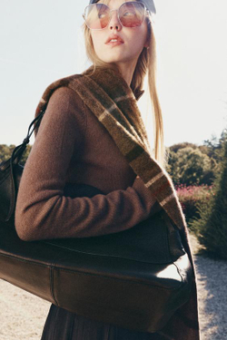 ZARA КОЖАНАЯ СУМКА С КЛАПАНОМ, ШОКОЛАДНЫЙ