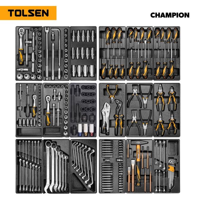 TOLSEN (TT85416-239) Набор инструментов "CHAMPION" для тележки, 18 ложементов, 239 предметов