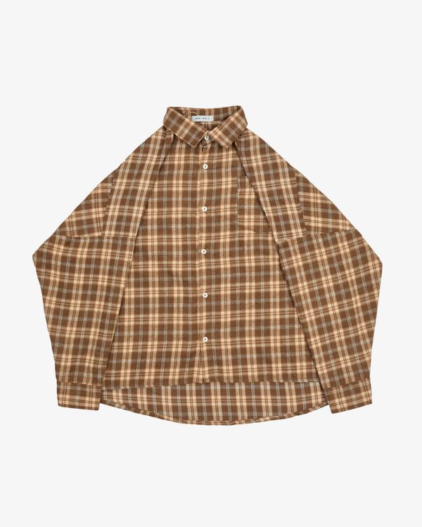 Рубашка Cowboy Basic 8 в клетку коричневая - фото 1