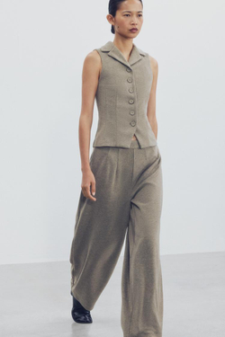 ZARA БРЮКИ BARREL, НЕЙТРАЛЬНЫЙ РОЗОВО-СЕРЫЙ
