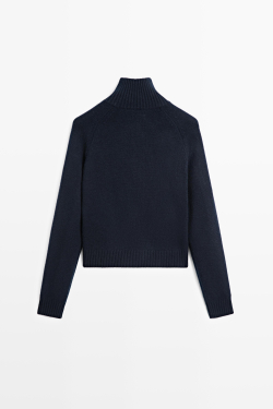Massimo Dutti Кардиган из 100% кашемира на молнии, темно-синий