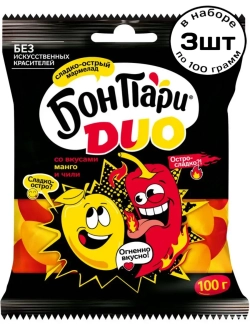 Мармелад Бон Пари Duo со вкусом Манго и Чили 100 г * 3 шт