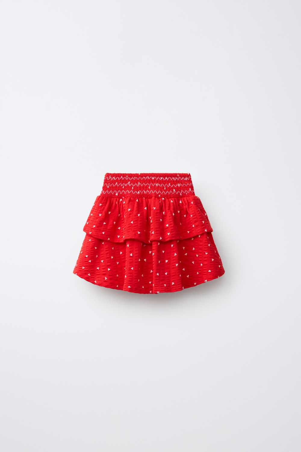ZARA ЮБКА В ПОЛОСКУ С ВОЛАНАМИ, КРАСНЫЙ
