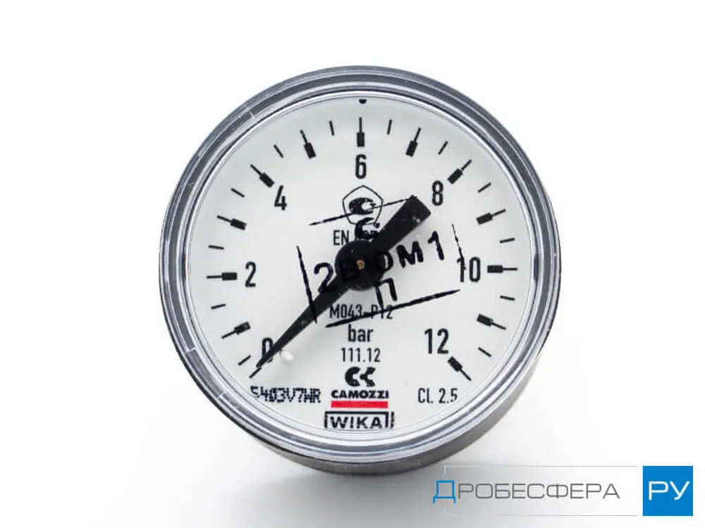 Манометр для компрессора 2,5 бар (0,25 МПа) осевой D49 мм арт. M053-P02,5