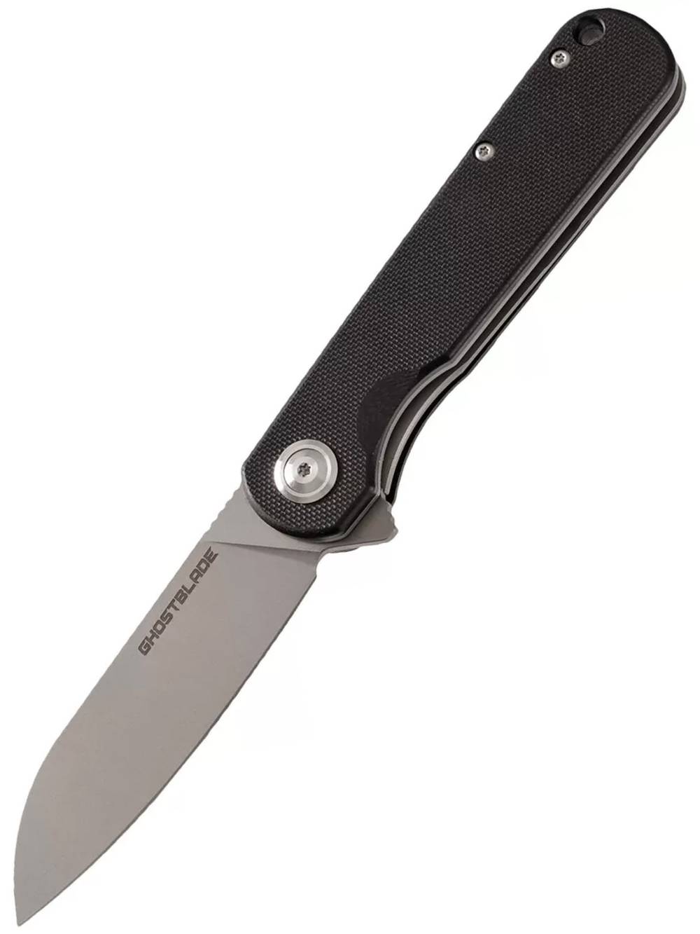 Нож складной GhostBlade Omen, сталь D2, 58-62 HRC, Sheepfoot, рукоять G10 чёрная, замок Liner lock, флиппер, 110 г