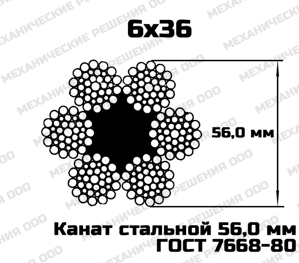 Канат стальной 56,0 мм ГОСТ 7668-80