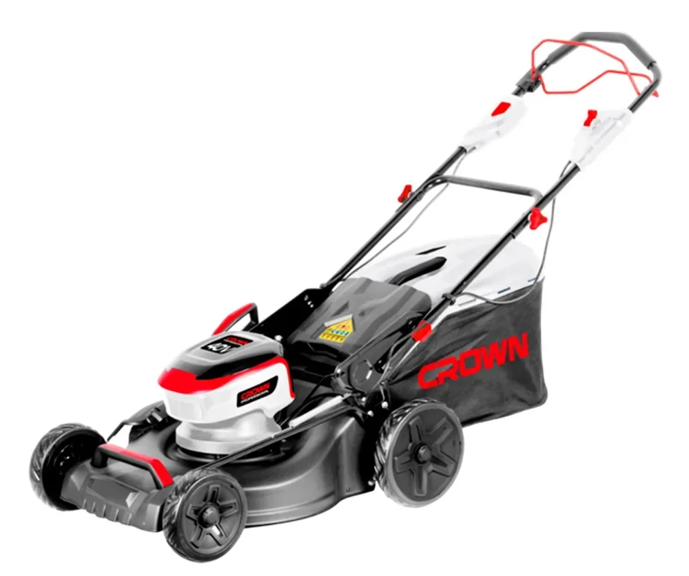 Газонокосилка аккумуляторная 2х20V Crown б/щ 46см 55л 27кг 2хАКБ 4Ач и ЗУ самоходная