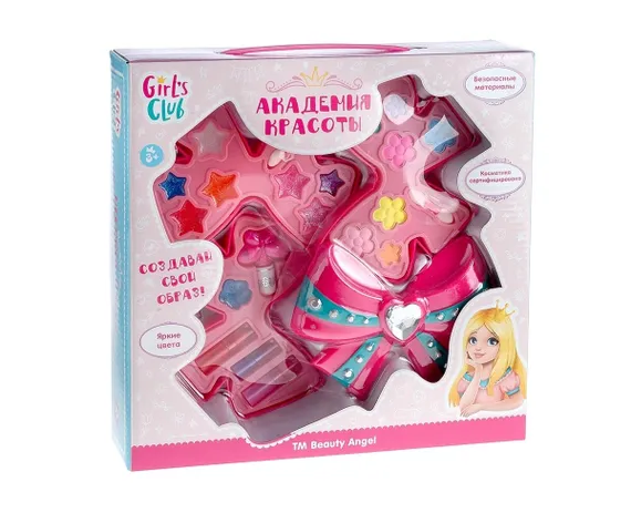 Набор косметики для девочек "Girl's Club" в наборе: тени, губная помада, блеск для губ, лак для ногтей