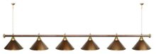 Лампа STARTBILLIARDS 6 пл. (плафоны золотые,штанга коричневая,фурнитура золото)
