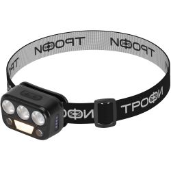 Фонарь налобный светодиодный Трофи GA-105 аккумуляторный 3+3+3 Bт сенсорное управление 5 режимов | Трофи