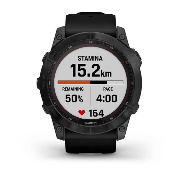 Умные часы Garmin Fenix 7X Sapphire Solar Титановый черный DLC с силиконовым ремешком 010-02541-23