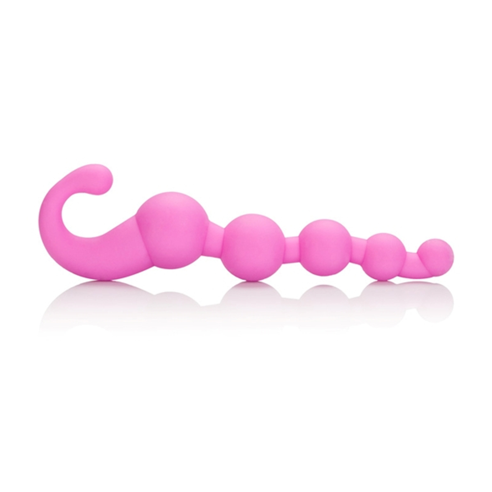 Упругая розовая цепочка L Amour Premium Silicone Beaded Probes - 17 см. (Цвет: розовый)
