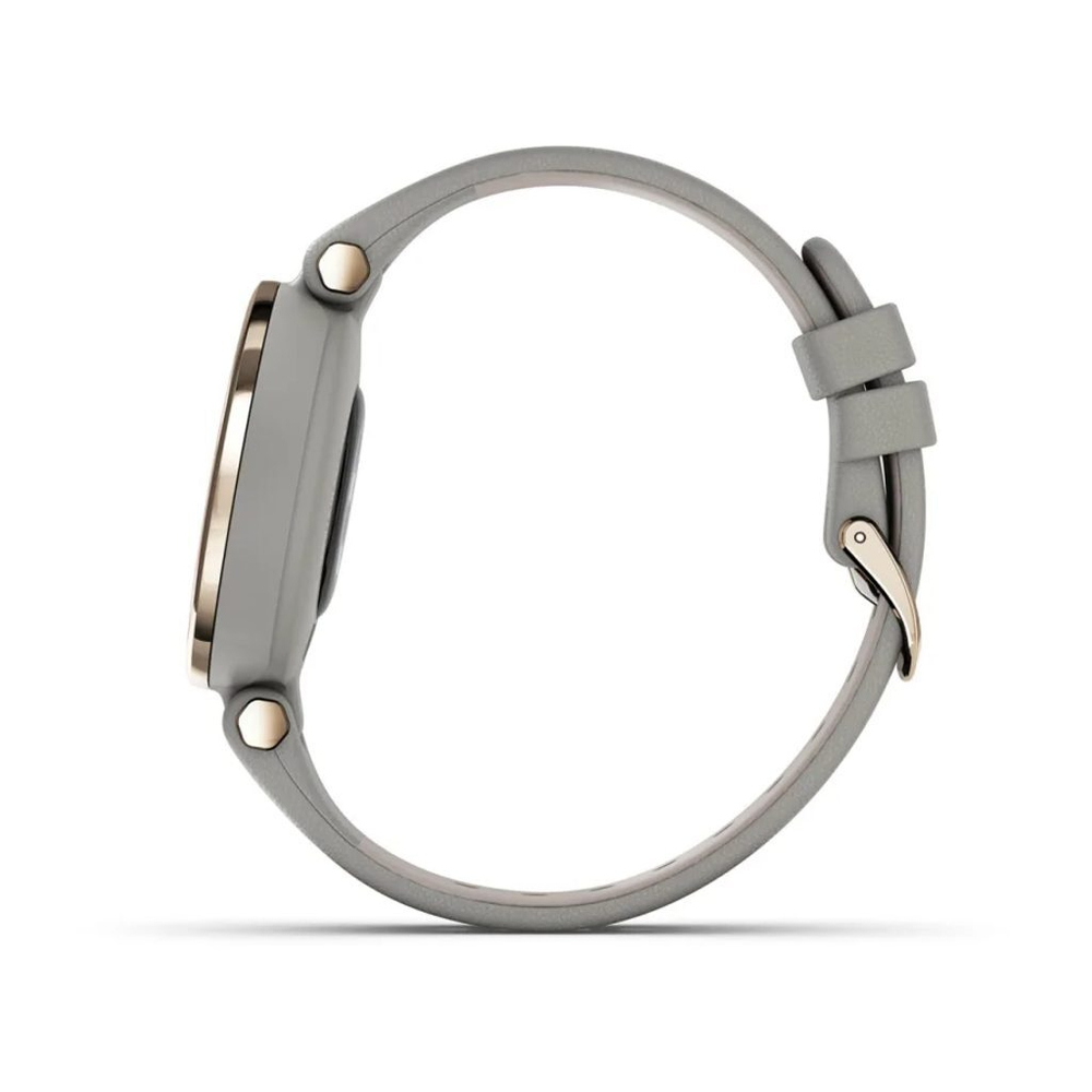 Смарт-часы Garmin Lily Gray Leather с безелем из кремового золота и ремешком итальянской кожи 010-02384-B2