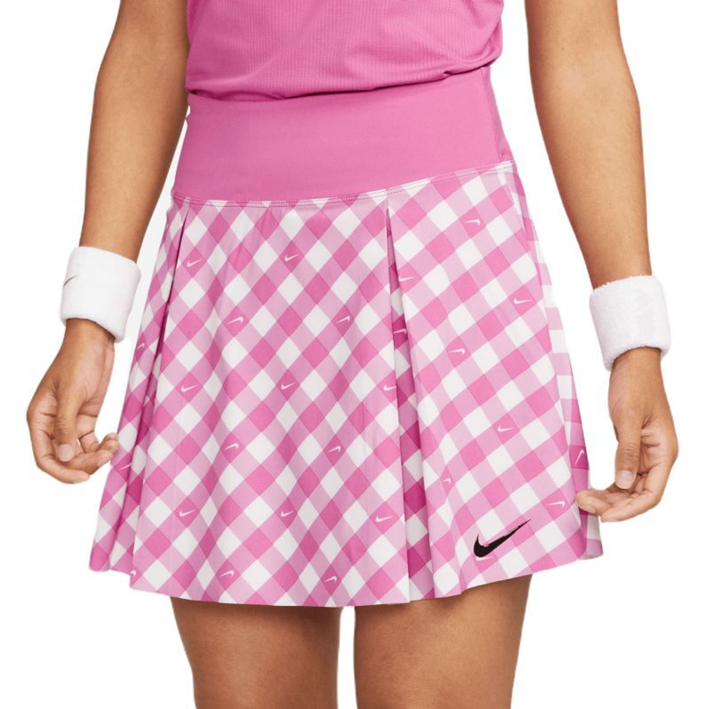 Теннисная юбка Nike Court Dri-Fit Advantage Print Club Skirt - cosmic fuchsia/black