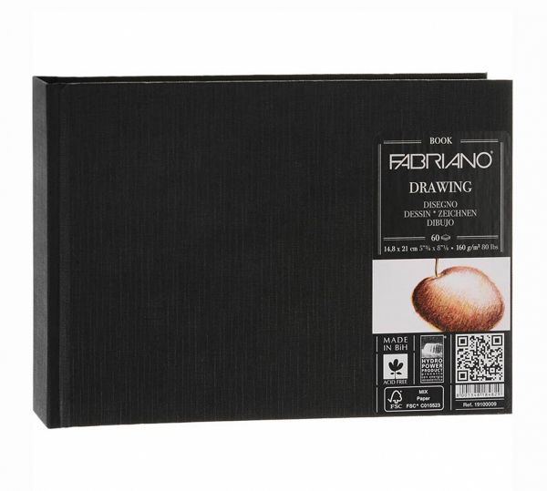 Блокнот для графики Drawing Book 160 г/м², A5 14.8х21 см, сшивка 60 л, шероховатая, Fabriano, 19100009