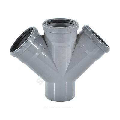 Крестовина PP-H 1-плоскостная серый BASE Дн 110х110х110х45гр б/нап в/к VALFEX 27111110