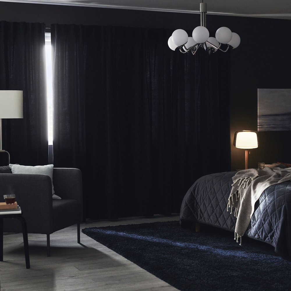 Комплект штор IKEA SANELA (САНЕЛА), Темно-синий, 140x250 см, 2 шт