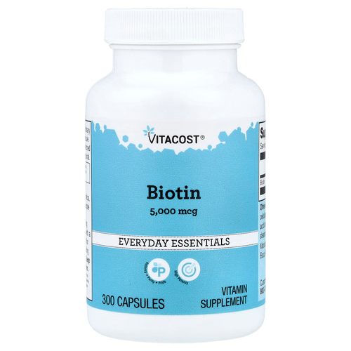 Vitacost, биотин, 5000 мкг, 300 капсул