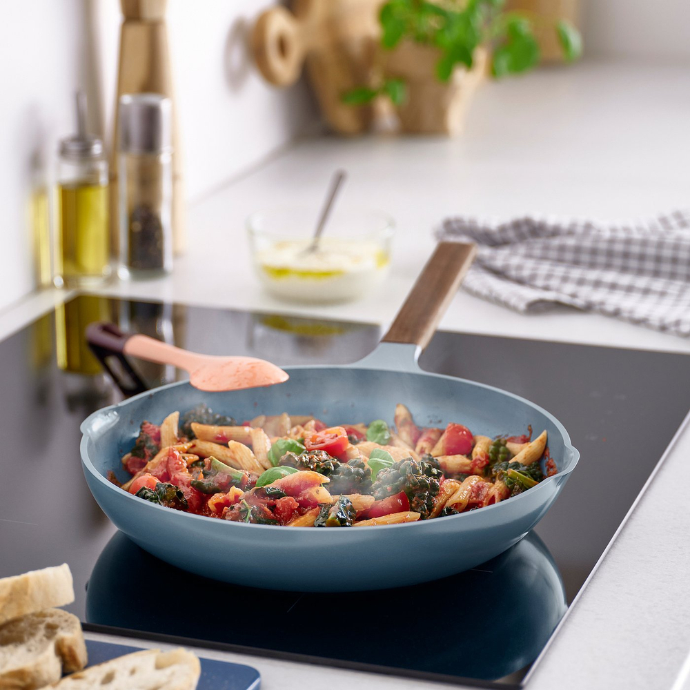 IKEA KLIPPFISK  (ИКЕА КЛИППФИСК)  -  Сковорода - антипригарное покрытие/дерево темный серо-синий 28 см