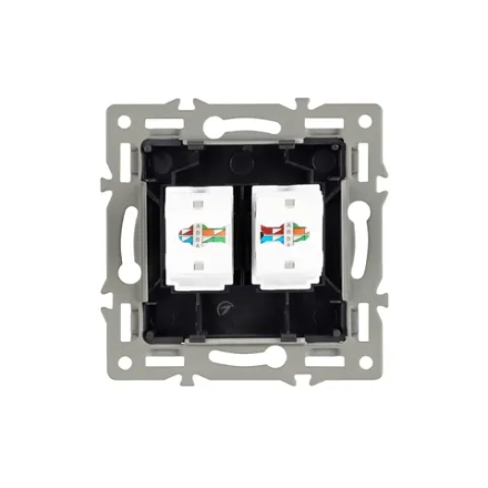 Механизм компьютерной розетки двойной SCT-MPC2-PL-BK (RJ-45, CAT6) (Arlight, -)