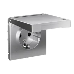 Розетка с крышкой Systeme Electric ArtGallery Aqua Алюминий GAL440346
